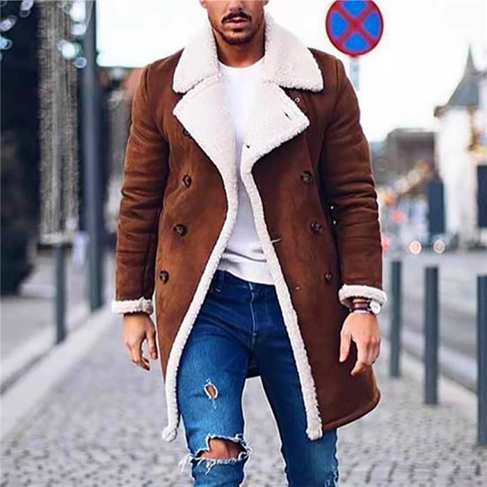New Amazon AliExpress Wish Foreign Trade Winter Fleece Composite Suede Men's Warm Jacket