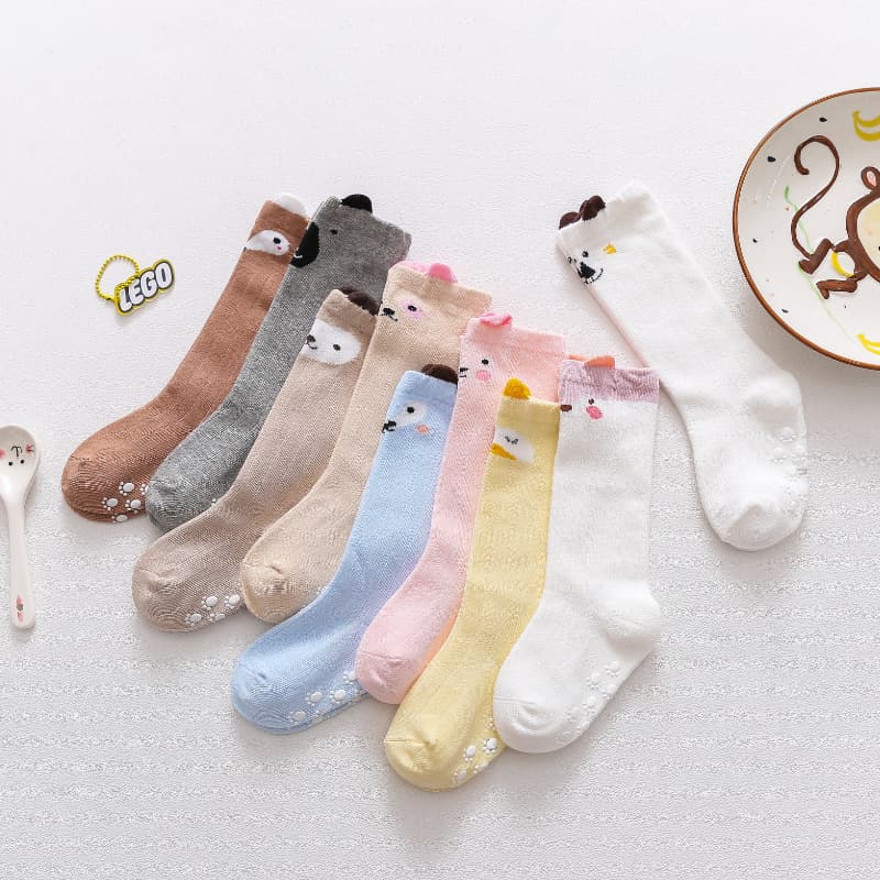 Korean Cartoon Stockings, Baby Non-Slip Socks, Baby Autumn/Winter Polyester Cotton Socks, Children's Knee-High Socks Wholesale