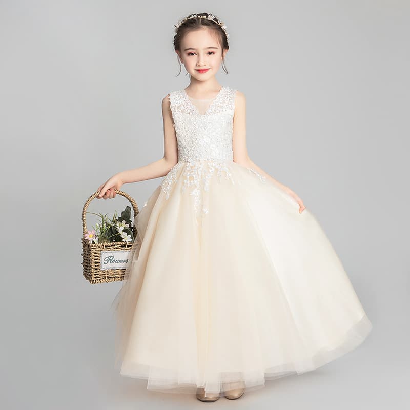 Girls Princess Dress 2026 New Flower Girl Wedding Tulle Skirt Birthday Evening Gown Hostess Dress