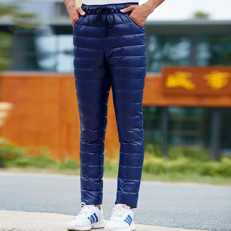 2023 Men's Winter New Style Slim-Fit Down Pants, Outdoor Wear Sports Warmth Thickened Down Cotton Pants, Drop Shipping Available