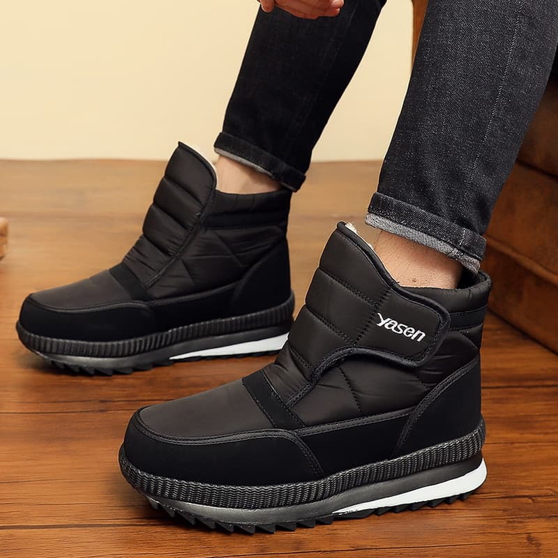 Factory Direct Winter High-Top Fleece Lined Warm Middle-Aged and Elderly Men's Anti-Slip Snow Boots Winter Shoes