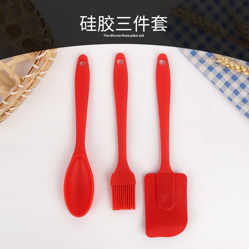 Amazon Silicone Spatula Three-Piece Set Cake Cream Spatula Batter Mixing Knife Baking Tools