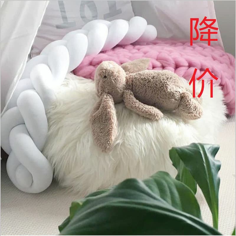 ins bedside Danish woven long knotted ball pillow sofa pillow creative Nordic simple children's room decoration