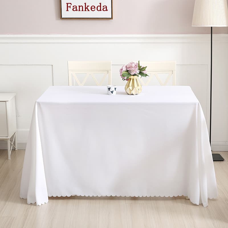Cross-border White Polyester Tablecloth Rectangular Tablecloth Event Banquet Hotel Dinner Tablecloth Buffet Rectangular Tablecloth