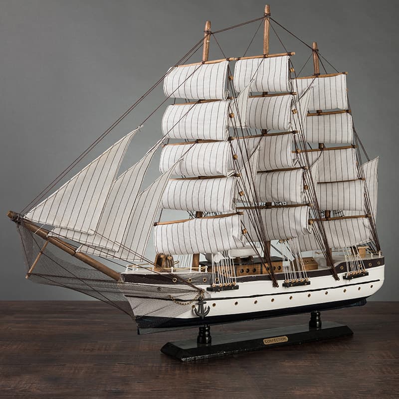 Smooth Sailing Wooden Sailboat Model Ornament Large Imitation Solid Wood Ship Assembly Craft Ship Birthday Housewarming Gift