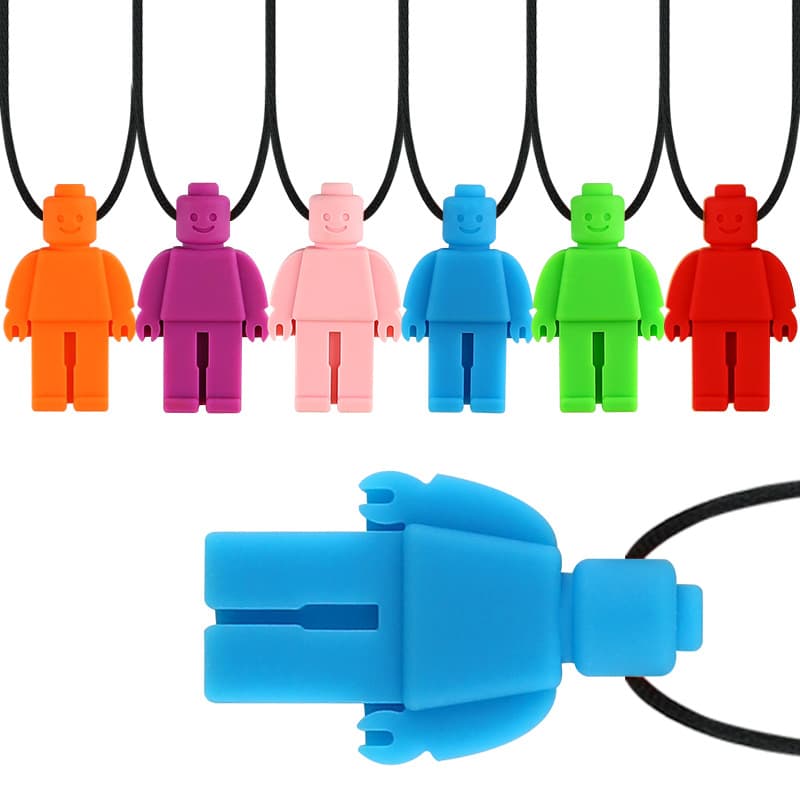 Food Grade Silicone Baby Chew Necklaces Robot Building Blocks Teeth Grinding Toys Soft Chewable Pacifiers for Children over 12 Months