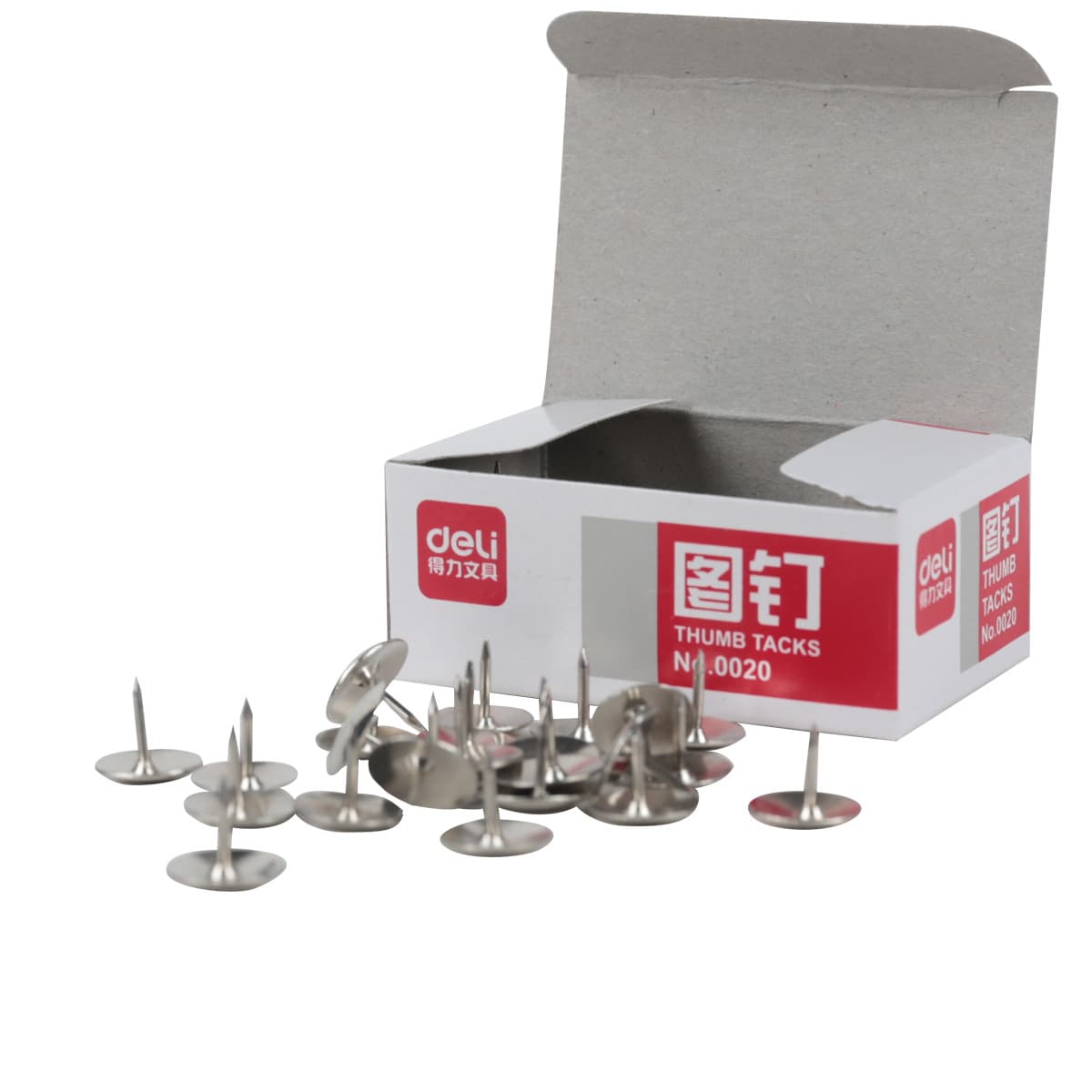 Deli 0020 Thumb Tacks Nickel-Plated Metal Round Head Pins, 100 Pieces Per Box, Push Pins, Office Supplies Wholesale Fixing