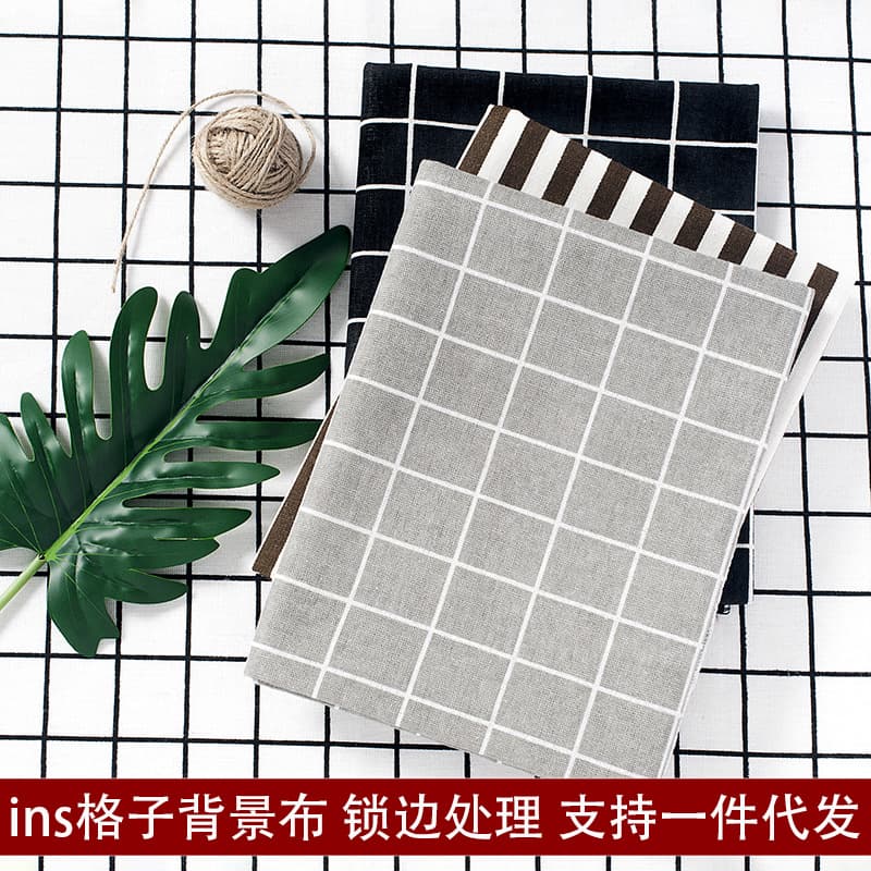 Ins plaid background cloth photo props striped black and white grid photography background Douyin anchor shooting food background