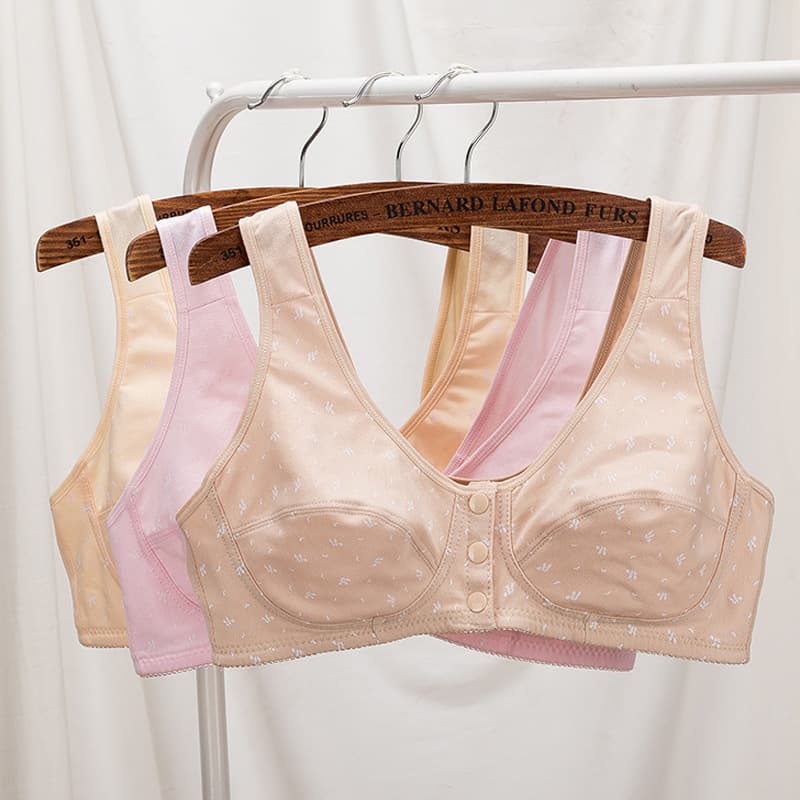 Comfortable Breathable Thin Front-Closure Bra for Middle-Aged and Elderly Women Vest Style No-Wire Underwear Adjustable Size