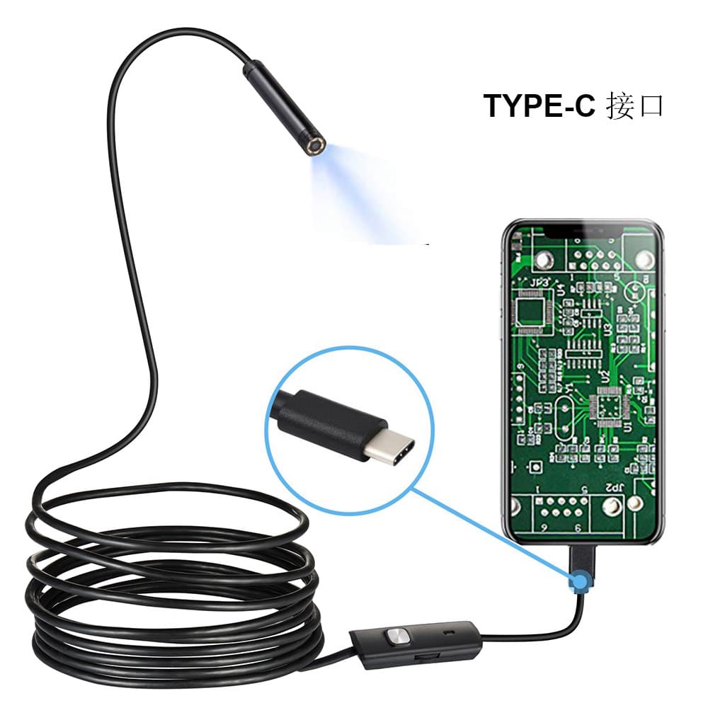 Type C Industrial USB Endoscope, High-Definition Waterproof Pipe Inspection Camera for Automotive Repair, Lock Opening, and Air Conditioning