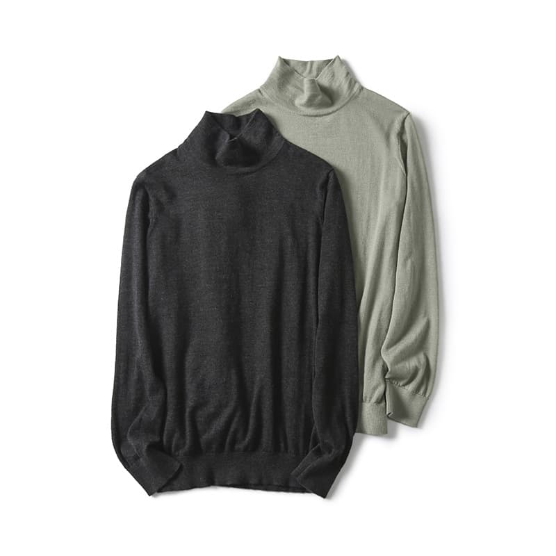 Lishibailan 2025 Spring Autumn Men Fine Knit Thin Half High Neck Pure Cashmere Sweater Business Casual 9191 Versatile