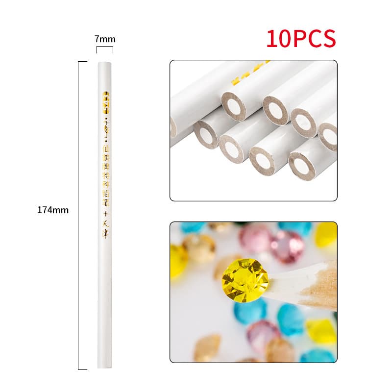 Self-Adhesive White Long Nail Art Rhinestone Picker Pen Self-Adhesive Rhinestone Wax Pencil Special Pencil for Rhinestone Application Nail Salon Supplies