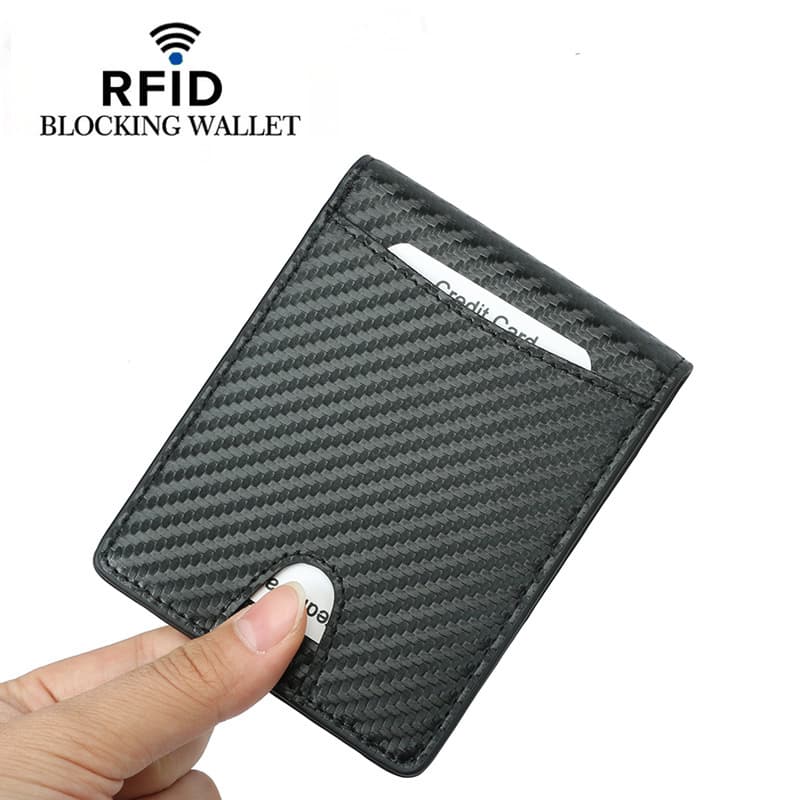 Cross-border 2020 Carbon Fiber Pattern Wallet RFID Anti-theft Brush US Dollar Top Layer Cowhide Small Wallet Men's Wallet