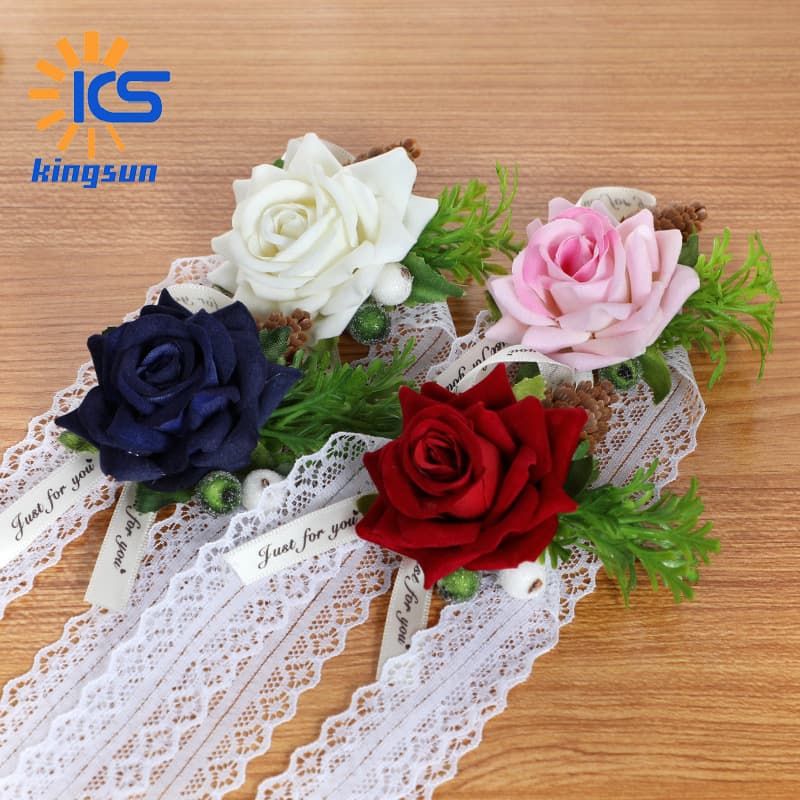Western style new bridesmaid hand flowers wedding bride wrist flower simulation fake flower wrist decoration flower wedding supplies wholesale