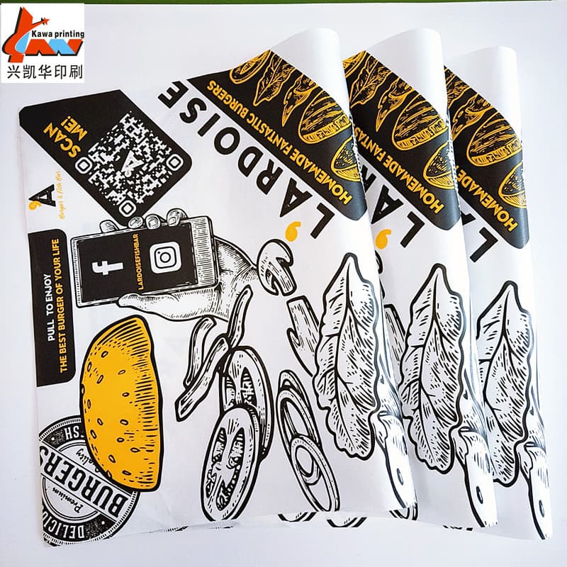 60g/40g oil-resistant paper, hamburger paper, Sanming packaging paper printing, custom baking placemat paper, source manufacturer