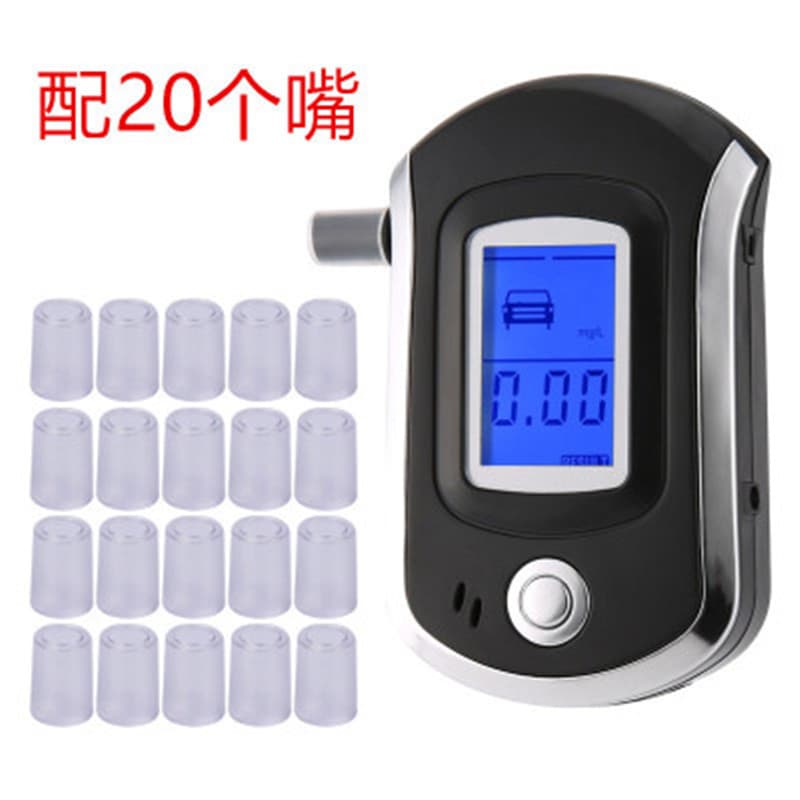 English version AT6000 with 20 mouthpieces, portable handheld breath alcohol tester, breath-type alcohol detector.