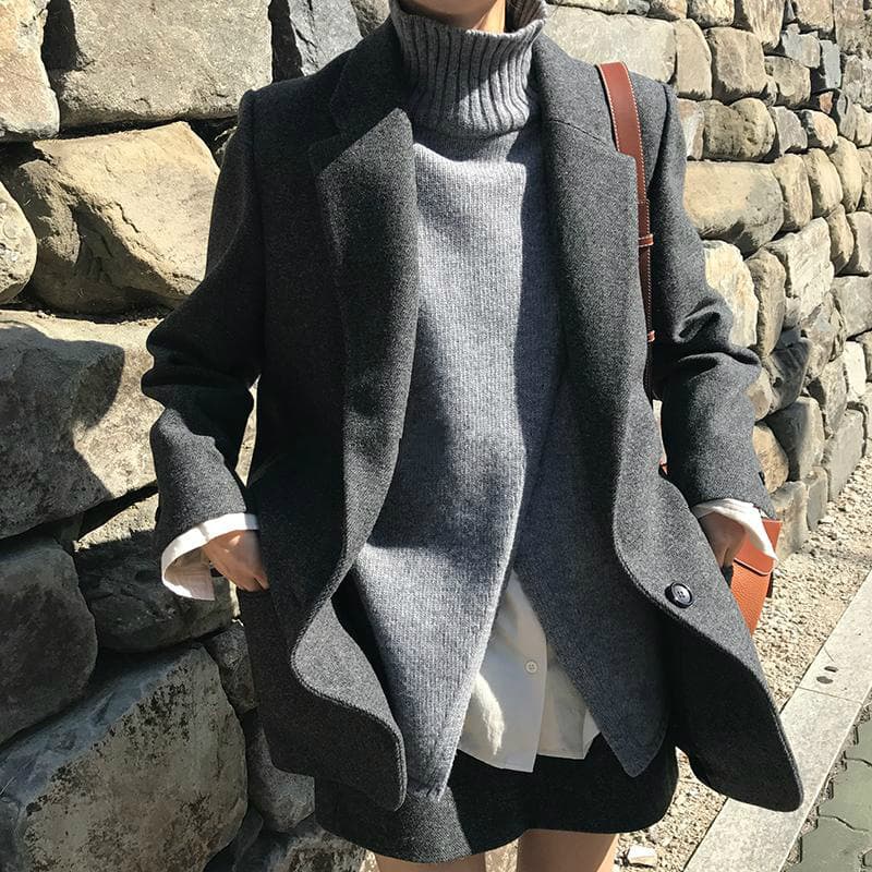 2023 Autumn/Winter New Arrival Wool Blend Coat for 200 Jin Curvy Girls Slimming Blazer