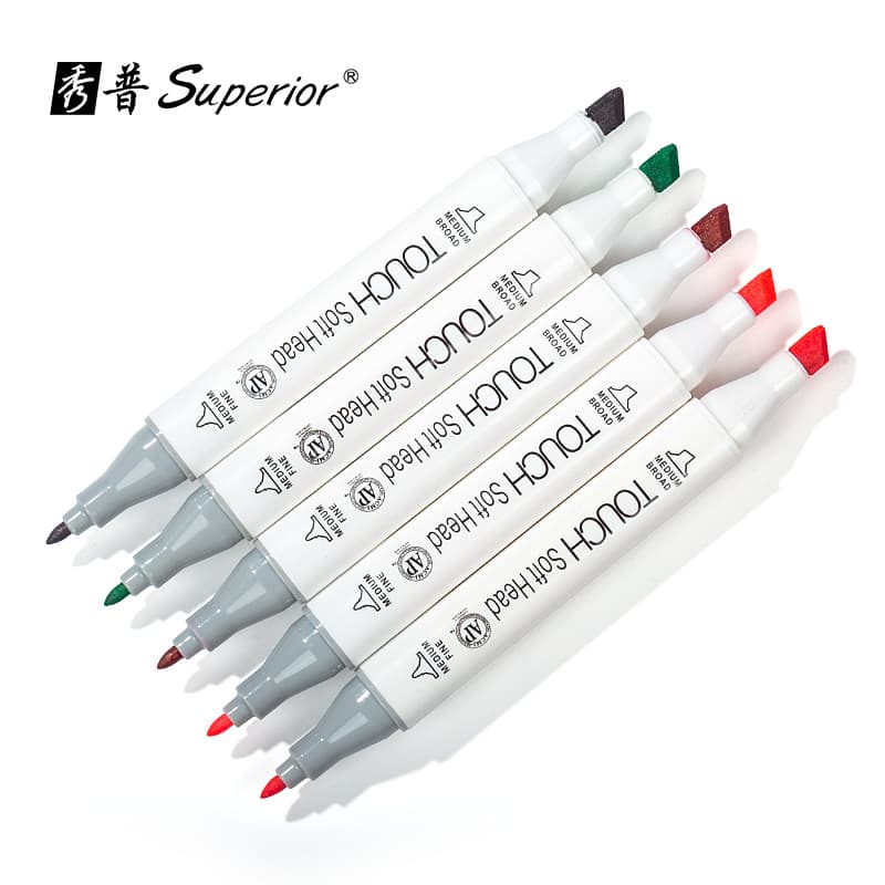 Supai Marker Single Touch Genuine Softhead 7th Generation Dual-Head Alcohol Oil-Based Marker Factory Direct Sale