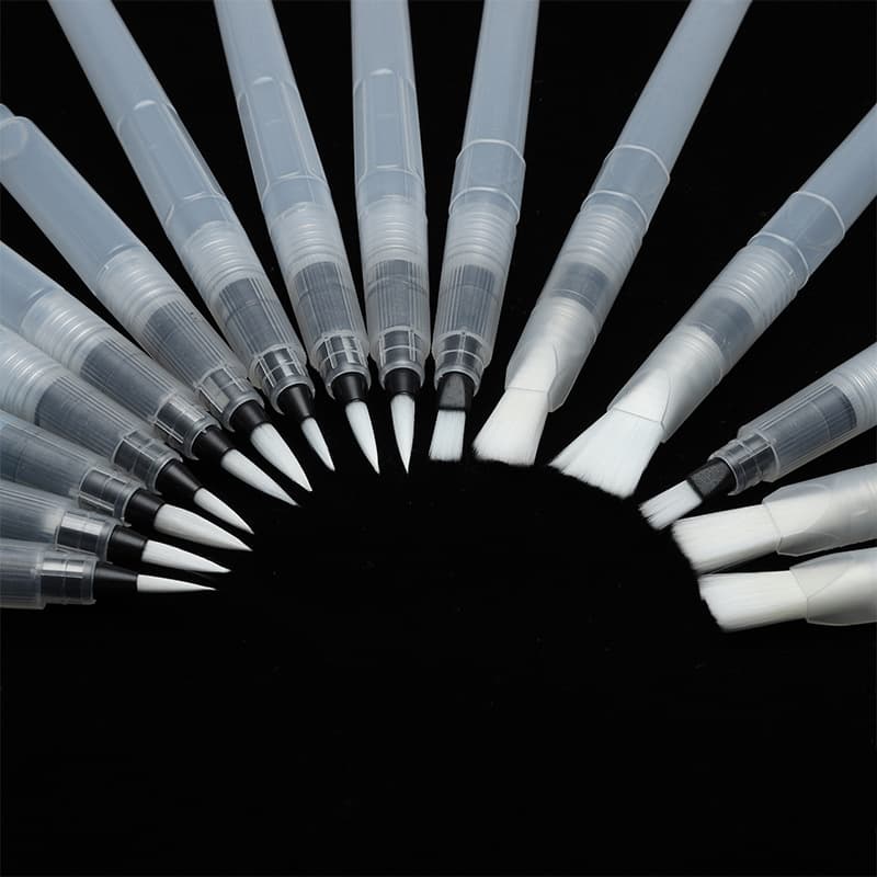 Factory Supply of Solid Watercolor Self-Filling Brushes with Nylon Tips and Water Storage for Painting