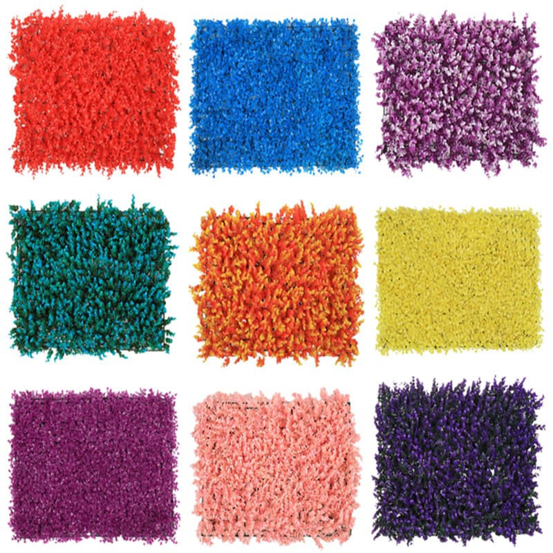 Artificial Green Wall with Colorful Milan and Eucalyptus, Fake Grass Plastic Background for Wall Decoration