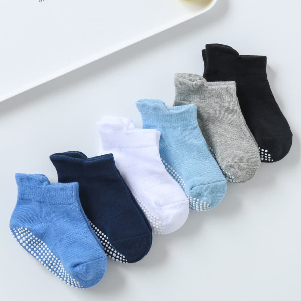 Amazon Anti-Slip Dot Grip Children's Socks Spring Summer Autumn Baby Socks Boys Cotton Boat Socks Kids Socks
