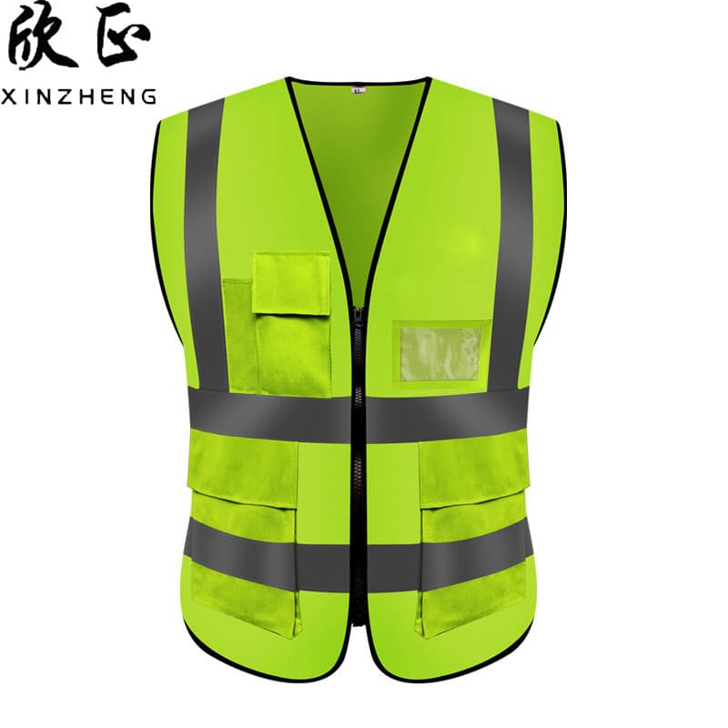 Multi-Pocket Reflective Vest Workwear for Night Duty, Reflective Safety Vest for Sanitation Workers, Printed Vest