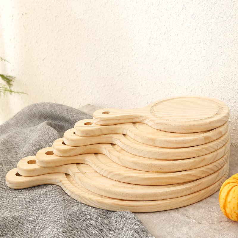 Pine Wood Pizza Tray Round Bread Pizza Board for Western Restaurant Wooden Home Pizza Plate 6 inch 7 inch 9 inch