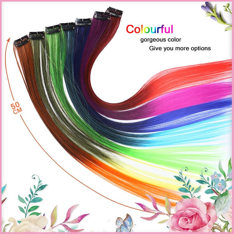 Straight High-Temperature Silk Gradient Dyed Real Hair Wig with Highlights, One-Piece Wig for Women, Hair Extensions, Wholesale Hair Tail