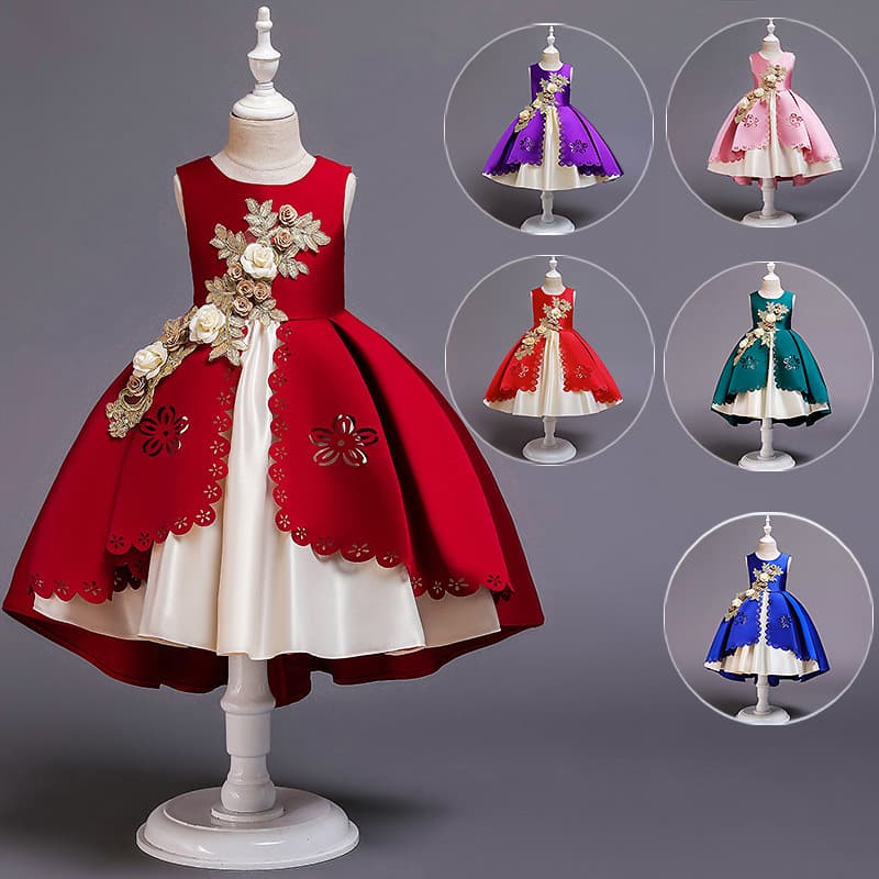 Children's Dress Evening Gown for Girls Birthday Princess Flower Girl Christmas Performance Banquet Amazon Puffy Dress