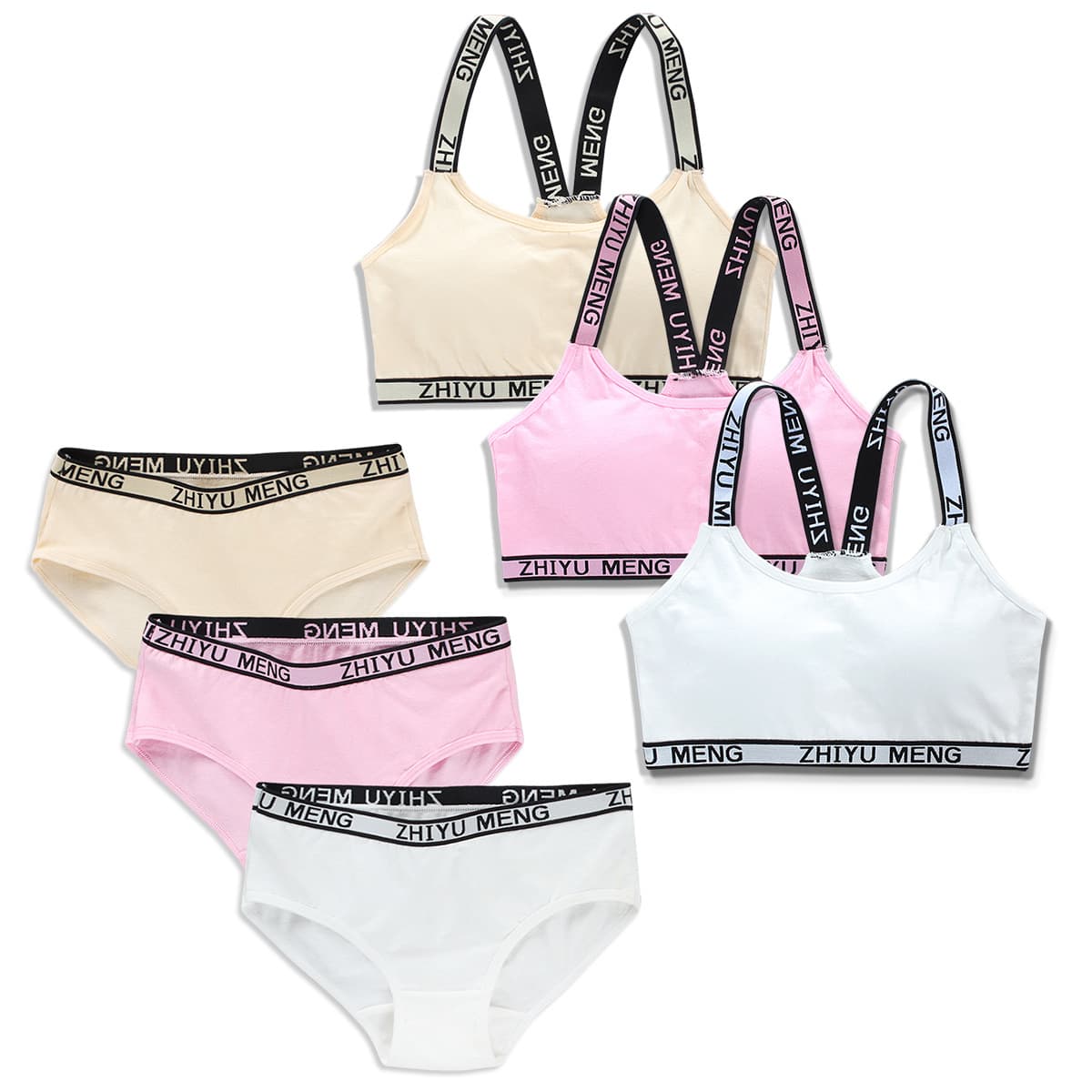 Teenage Girl Bra Set, Wire-Free Camisole Vest, Underwear, Children's Sports Bra, Sizes 12-16