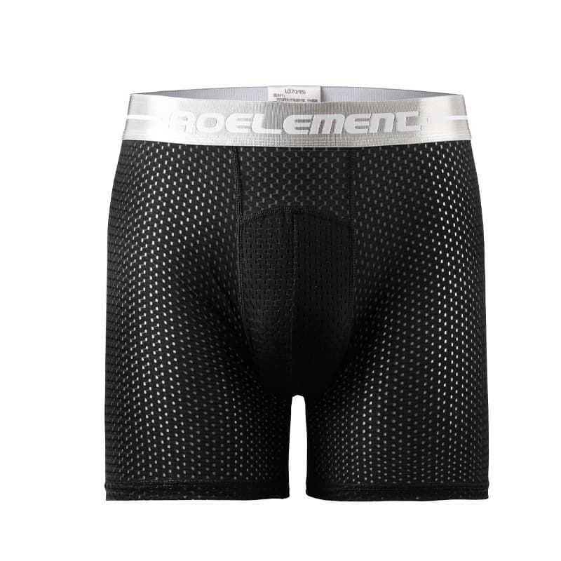 Ice Silk Mesh Sports Boxer Briefs for Men Anti-Chafe Running 5-Inch Extended Length Fitness Anti-Chafe Seamless Four-Corner Pants