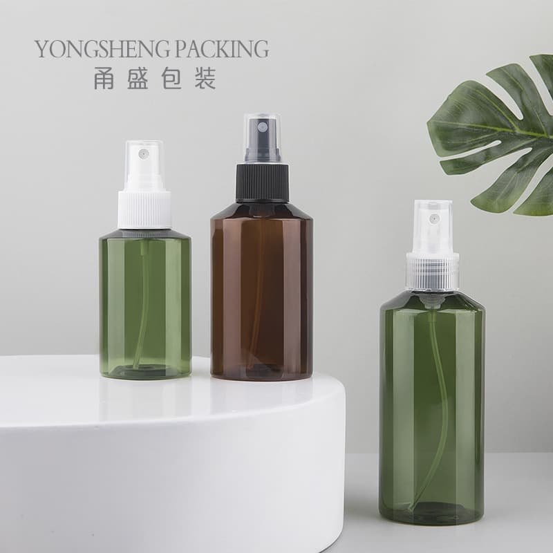 Slanted Shoulder Spray Bottle Fine Mist PET Bottle for Subfilling Perfume in Dark Green Color Available in Sizes 50ml to 500ml