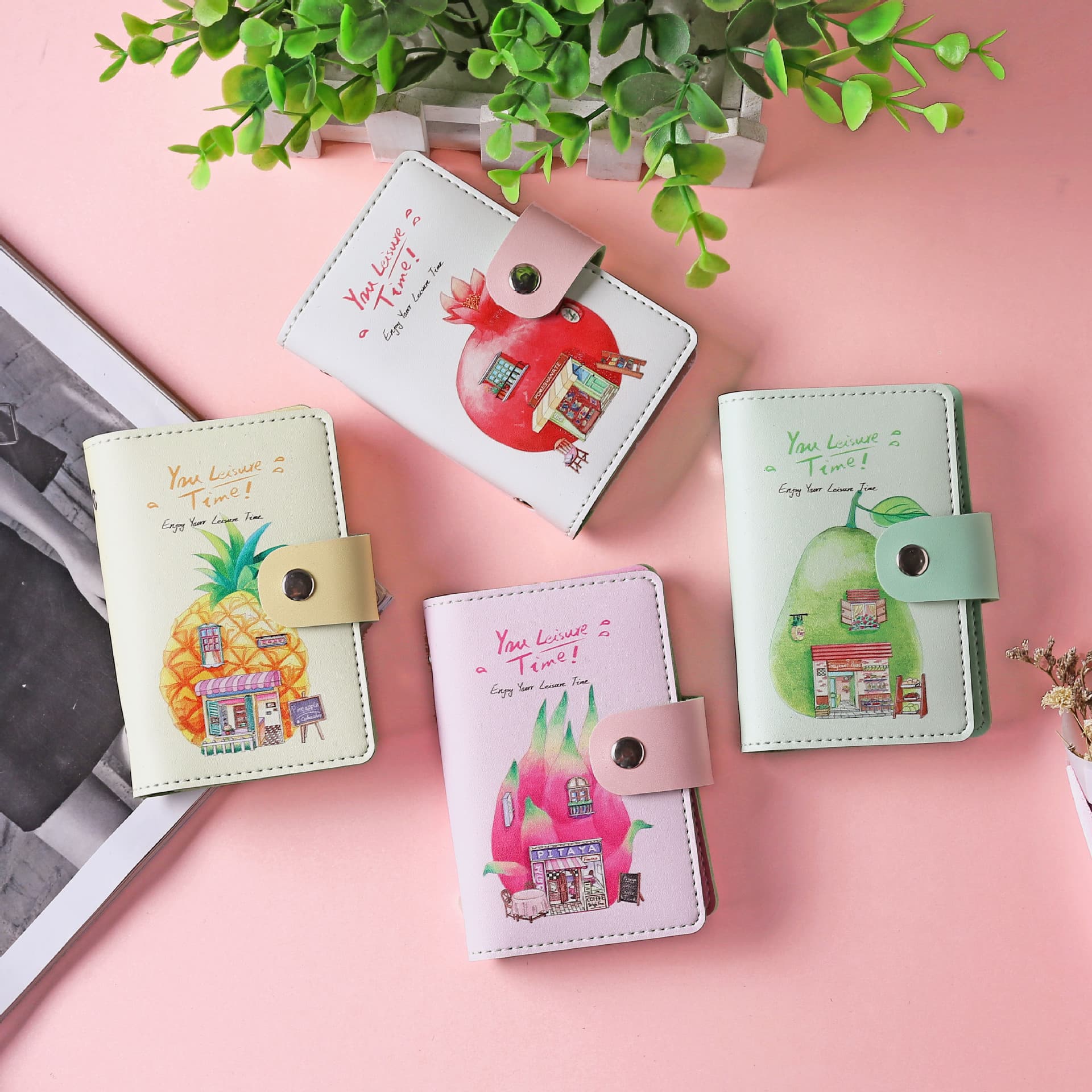 Cartoon Card Holder Wallet Women Wholesale Korean Style Large Capacity Multi-Slot PU Leather Coin Purse Card Case Anti-Skimming Buckle Card Holder