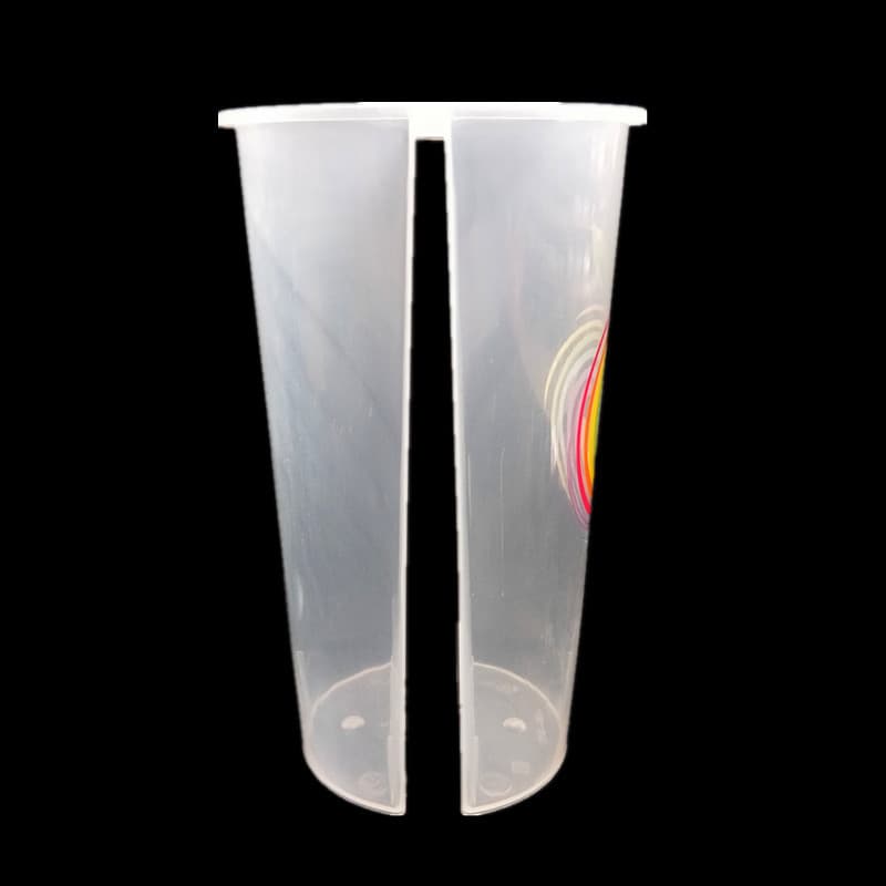 Wholesale 700ml Disposable Plastic Milk Tea Cup, Injection Molded PP Cup, Double-Barrel Couple Sharing Cup, Split Compartment Cup