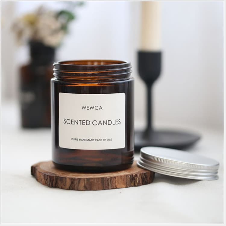 Wholesale 100ml 250ml Brown Scented Candle Empty Jar with Lid Large Mouth Candle Glass Cup Candle Holder Cup