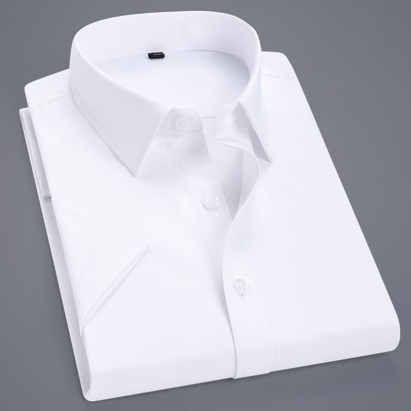 Men's Shirt Business Wear 2022 Spring New Business Men's Clothing Embroidered Logo Solid Color Short Sleeve Work White Shirt