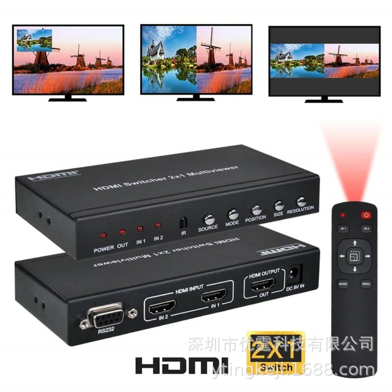 Youting HDMI Seamless Switcher 2-in-1-Out Screen Splitter Two-Screen Divider Picture-in-Picture PIP Left-Right Central Control