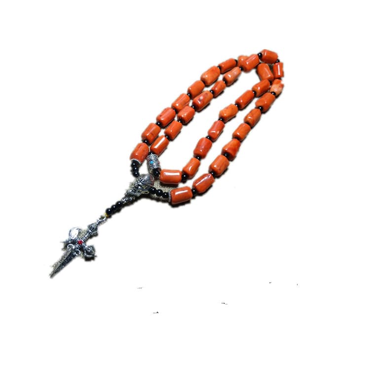 Supply jewelry optimization coral old Xizang lamp barrel-shaped diamond pestle necklace retro ethnic style lovers wholesale