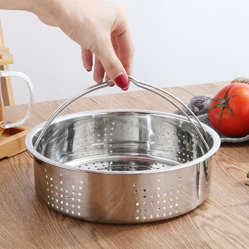304 Stainless Steel Steaming Rack, Egg Holder with Large/Full Holes, Dense-Hole Rice Steamer Basket, Double-Layer Steamer