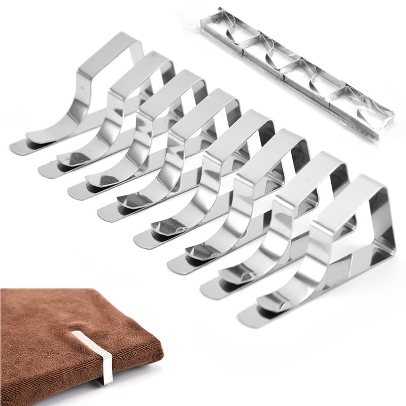 Stainless Steel Tablecloth Clip Trapezoidal One-piece Formed Tablecloth Clip Table Skirt Kitchen Accessories