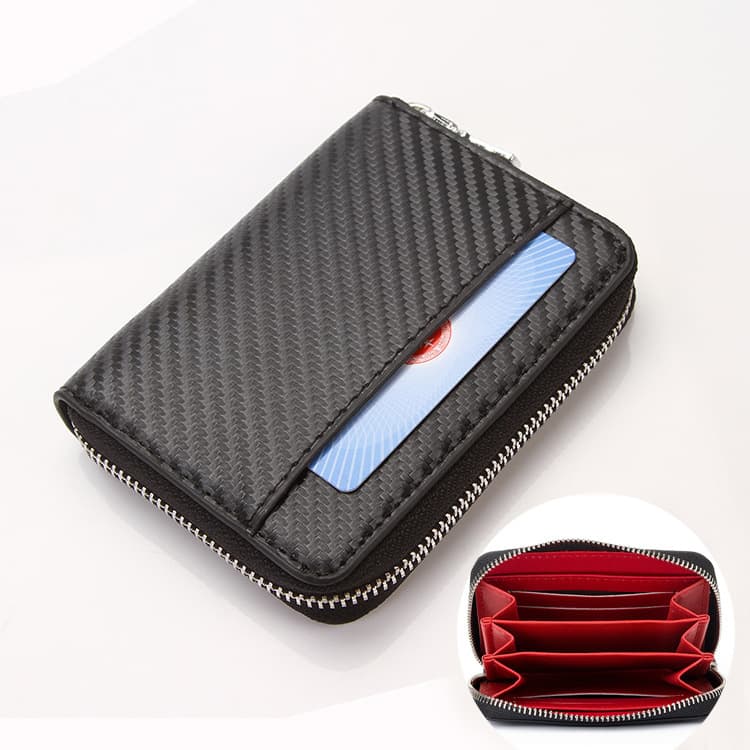 Cross-Border Exclusive Supply of 2026 New Men's Wallets, Popular Foreign Trade Carbon Fiber Short Zipper Coin Purse, One-Piece Dropshipping