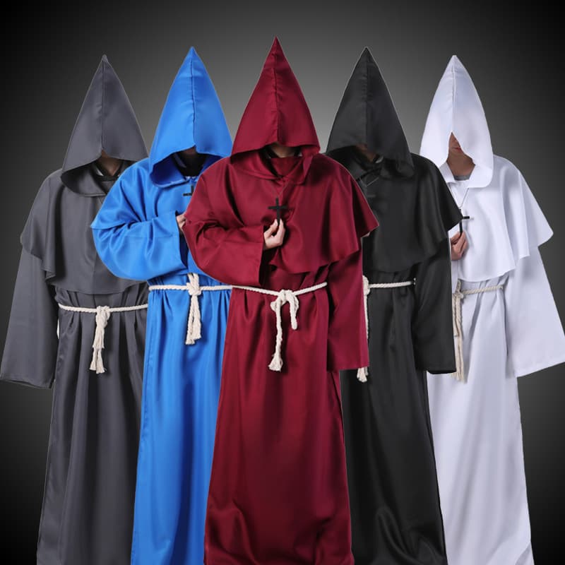 Halloween Cosplay Medieval Monk Robe Wizard Priest Costume Stage Outfit