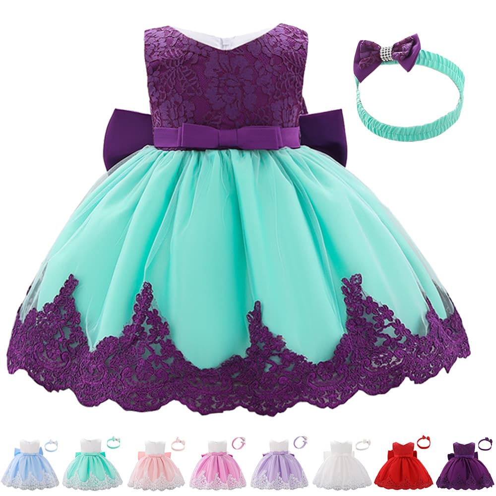 Baby Princess Lace Dress for First Birthday, Full Moon, Baptism, Cotton Baby Dress