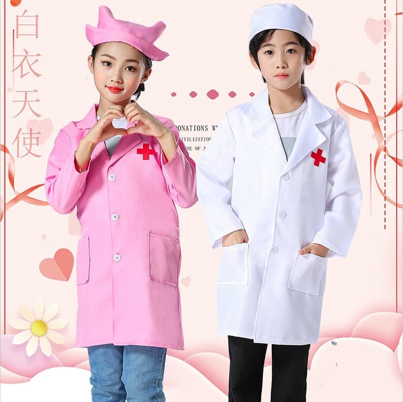 Children's Doctor and Nurse Costume Set for Kids Role Play, Performance Outfit for Kindergarten, Pretend Play White Coat