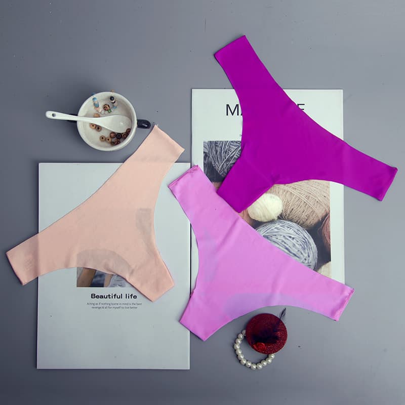 European Size Wholesale, European and American Sexy Ice Silk Cotton Seamless Women's Thong Panties, Printed Underwear