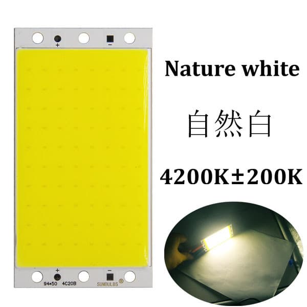 94x50mm Rectangular COB Integrated LED Surface Light Source 12V-14V 15W High Brightness LED Board