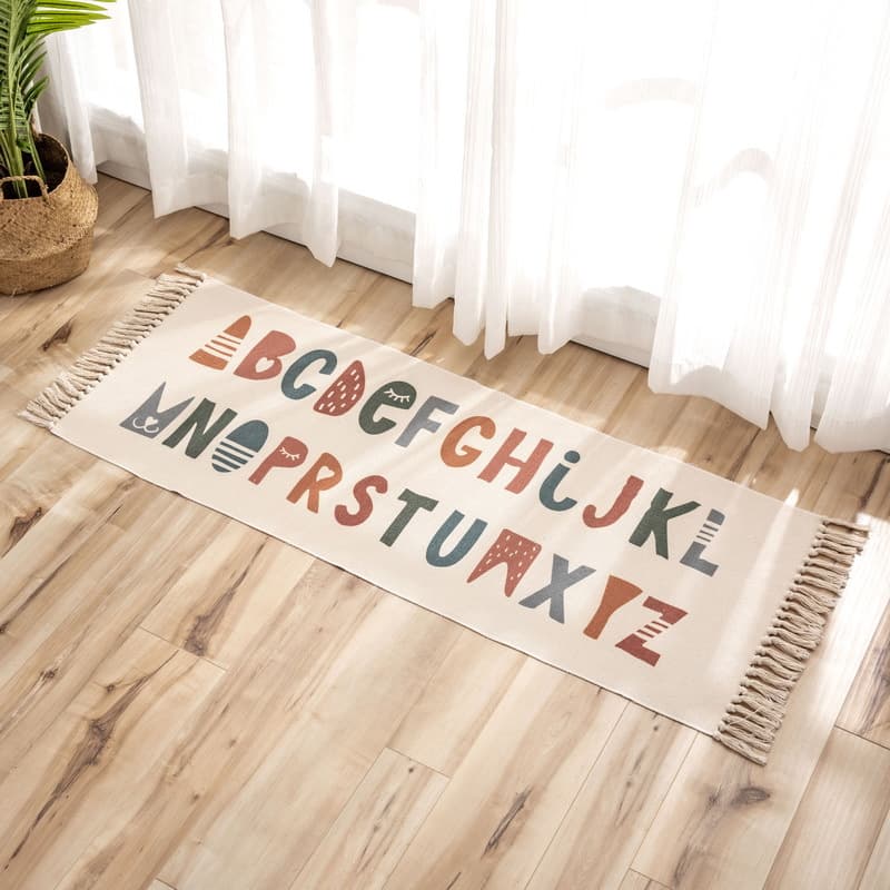 Ethnic Style Tassel Doormat Nordic Minimalist Cotton Linen Rug Bedside Mat Living Room Tea Table Carpet
