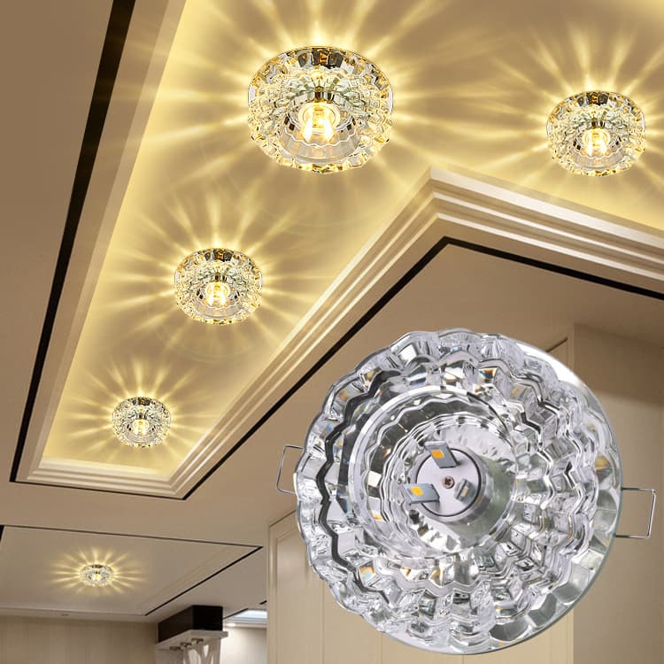 LED crystal spotlights, recessed downlights, living room recessed lights, ceiling lights, entryway lights, hallway lights, wholesale.