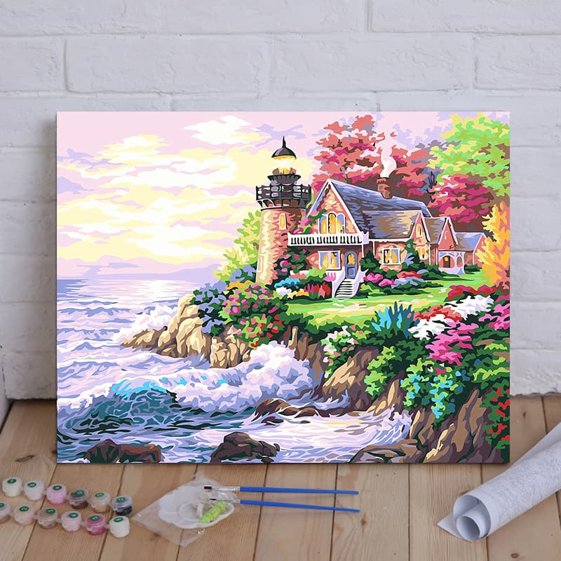Factory wholesale DIY digital oil painting, multiple images to choose from, 40*50 size, living room landscape, architecture, flowers, coloring, handmade painting.