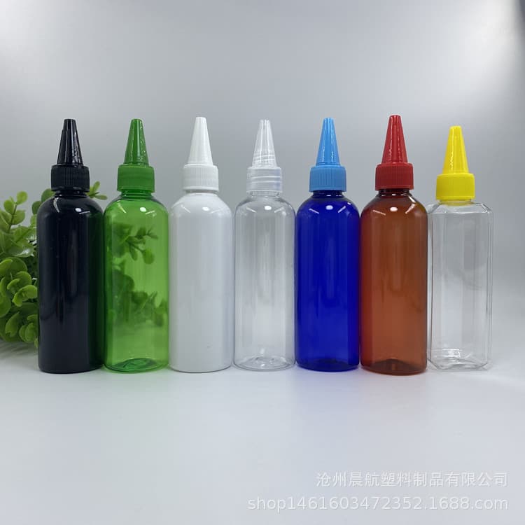 Pointed Mouth Bottle in Stock Ink Squeeze Bottle Round Shoulder Plastic Dispensing Bottle Flat Shoulder Pet Transparent Pointed Mouth Plastic Bottle